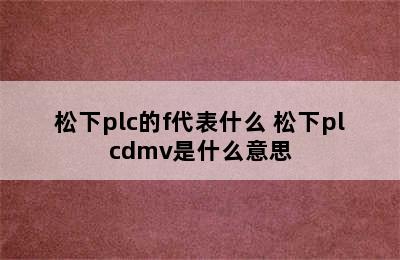 松下plc的f代表什么 松下plcdmv是什么意思